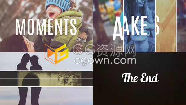 AE模板-明亮美丽动态白线过渡精彩时刻幸福瞬间美好回忆幻灯片