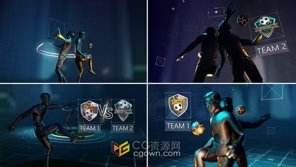 足球比赛对决揭幕战体育运动球员球队对战介绍包装-AE模板