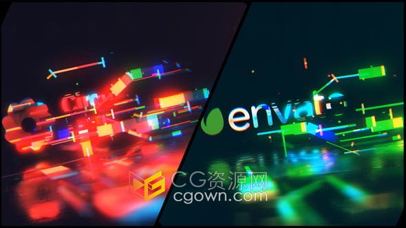 AE模板-抽象混乱能量故障闪耀高科技术LOGO宣传片头
