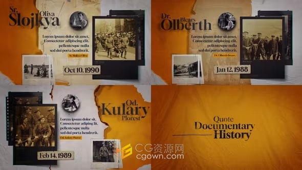 调查引用文本犯罪电影预告片时间线旧纸动画历史纪录片-AE模板