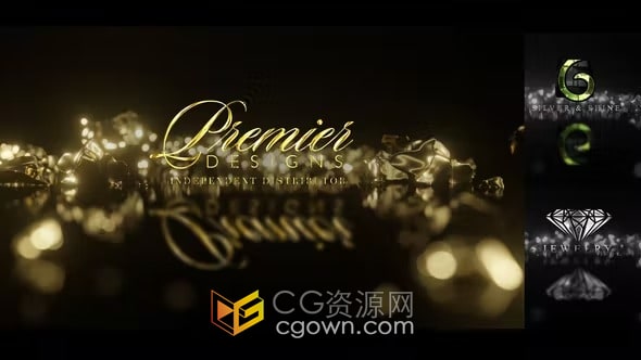 AE模板-金银碎片闪亮奢华光泽时尚钻石珠宝LOGO标志文字动画