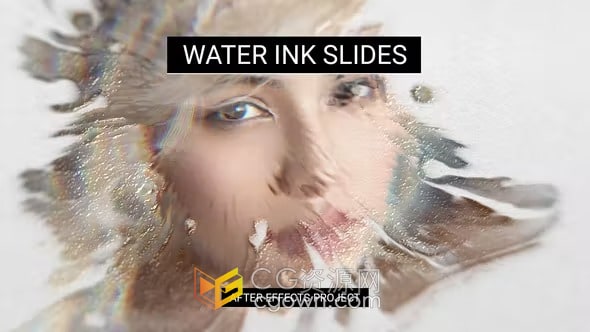 AE模板-素描浪漫笔触动画墨水晕开艺术效果水墨相册Water Ink Slides