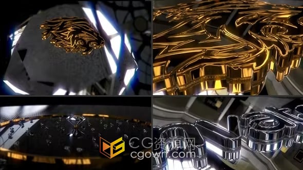 AE模板-3D高光场景金银钻石标志LOGO动画