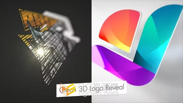 AE模板-明亮干净3D绘图标志快速翻转动画Logo