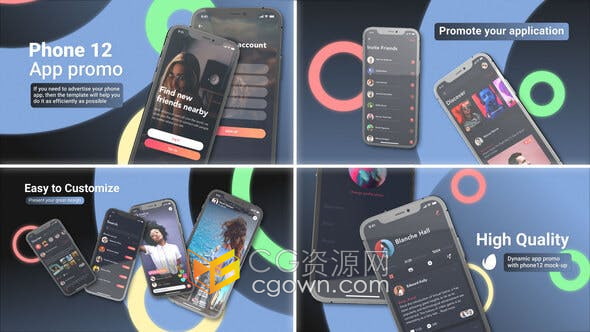 AE模板-苹果手机iPhone13模型展示APP应该程序ios系统介绍宣传动画