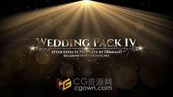 AE模板-高端奢华金色粒子光斑优雅婚礼视频晚会包装