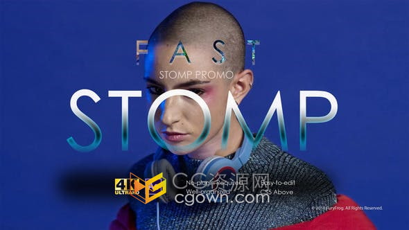 AE模板-快速跺脚节奏时尚转场动态文字标题开场白