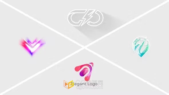 AE模板-简单明亮有光泽的优雅标志展示大气干净企业LOGO动画