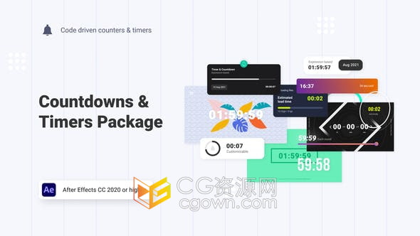 AE模板-非常实用多种类别适用各种场景60+倒计时和计时器动画元素工具包