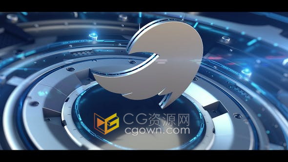 高科技HUD三维金属场景动画演绎标志LOGO视频片头宣传-AE模板