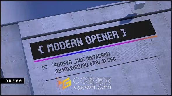 AE模板-3D城市混凝土城墙展示明亮艺术作品标题广告动画