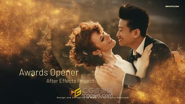 AE模板-闪耀黄金粒子流体动画时尚颁奖晚会开场舞台表演包装视频