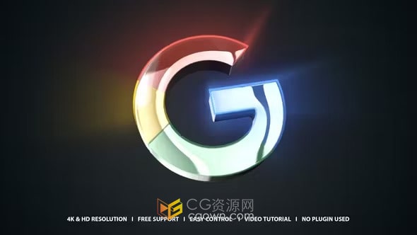 AE模板-彩色光线生成标志动画清晰明亮光泽面LOGO片头片尾