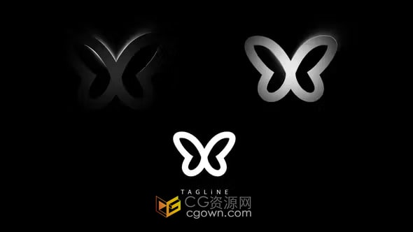 黑暗背景光效描边生成LOGO轮廓简单标志动画-AE模板