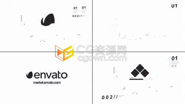 AE模板-抽象技术背景高科技故障效果Glitch显示计算机网格科技公司LOGO片头