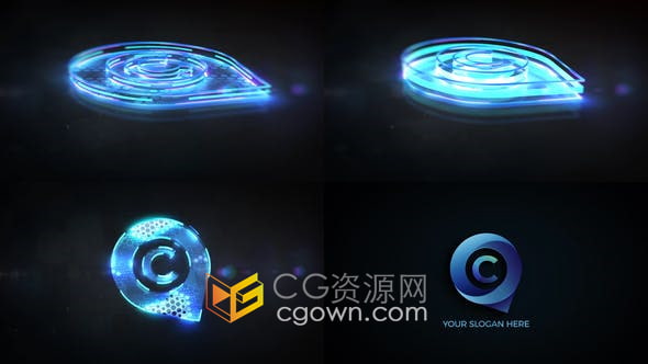 AE模板-科技感光效全息图生成三维技术标志LOGO动画
