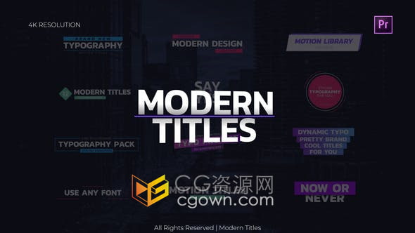 AE模板-4K现代标题12个干净动力学排版文本动画免费下载