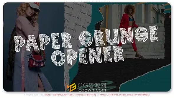 AE模板-纸质酷炫复古风格嘻哈短视频开场有趣排版宣传广告