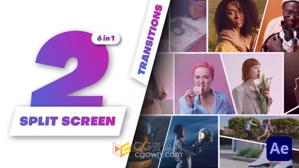 制作体育赛事宣传片时尚拼贴画多屏过渡分屏转场-AE模板