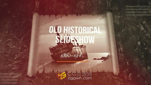 旧纸卷轴复古笔刷动画历史时间线照片相册-AE视频模板