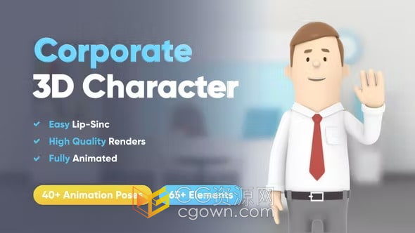 3D Character Animation AE模板三维卡通角色动画演示解说视频制作