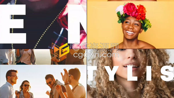 AE模板-缤纷色彩动感时尚模特展示快节奏感现代流行风格开场视频介绍