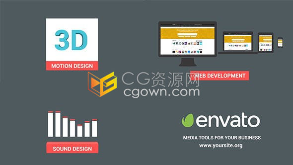 AE模板-公司业务演示手机网络APP应用程序3D图标设计网站宣传动画