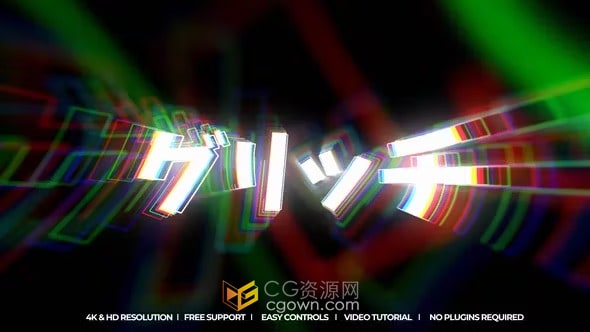 AE模板-色彩扭曲和数字故障品牌符号未来感视觉冲击力logo动画