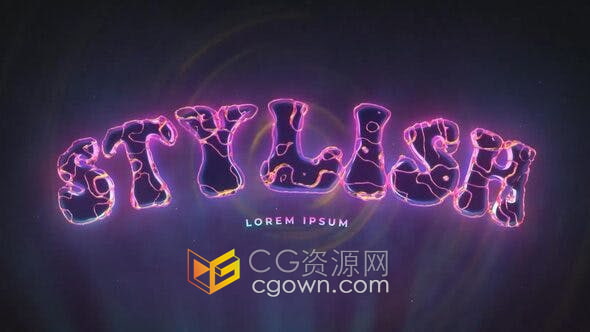 AE模板-赛博朋克风扭曲变形逆波液体动画效果闪亮标题标志片头