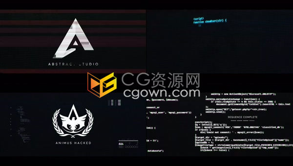 AE模板-控制台代码标识互联网技术故障失真效果LOGO标志动画