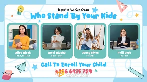 可爱卡通幼儿学习教育培训机构宣传片-AE模板