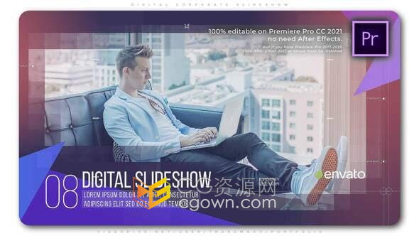 PR/AE模板-现代数字化企业开场白商业风格公司业务介绍演示