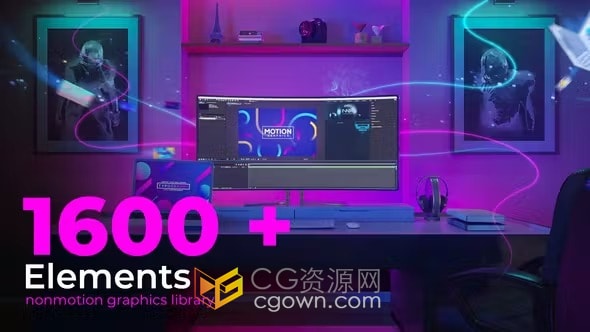 AE脚本1600多种动态图形LOGO文字标题动画自媒体视频制作Nonmotion Graphics Library