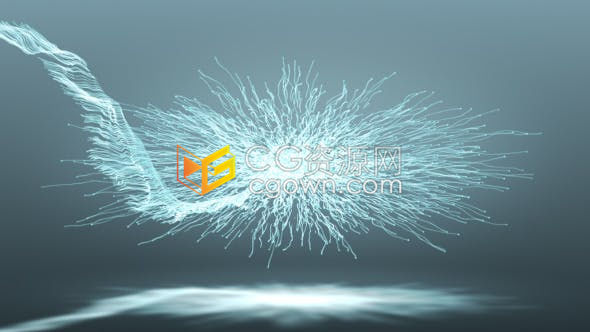 抽象流畅波浪形生长线条扩张发散条纹絮状粒子标志LOGO片头-AE模板