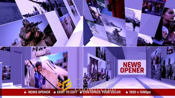 AE模板-高端时尚高品质3D新闻片头时事通讯互联网信息介绍开场