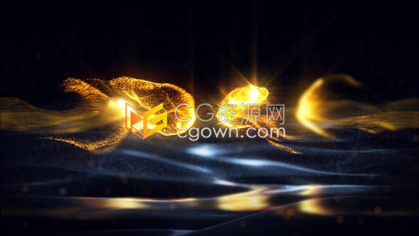 魅力黄金粒子轨迹流动演绎闪光奢华LOGO片头动画-AE模板下载
