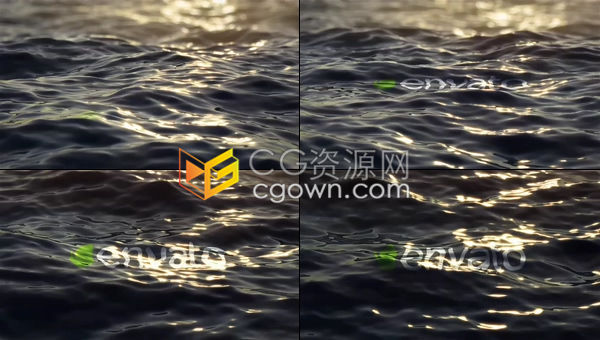 超逼真水面浮现品牌标志LOGO片头AE模板下载