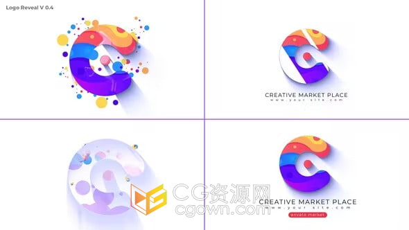 AE模板-彩色圆形元素遮罩标志LOGO片头动画
