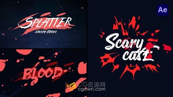 卡通邪恶恐怖血溅效果视频游戏开场白-AE模板