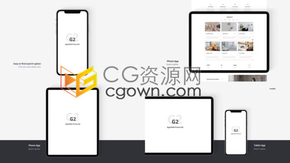 结合iPhone XS和iPad Pro实体模型产品组合展示应用程序网站演示工具包-AE模板