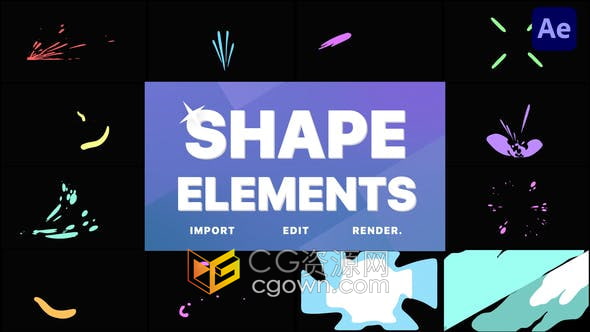 抽象斑点水流体飞溅波浪喷雾手绘过渡形状特效元素包AE模板下载