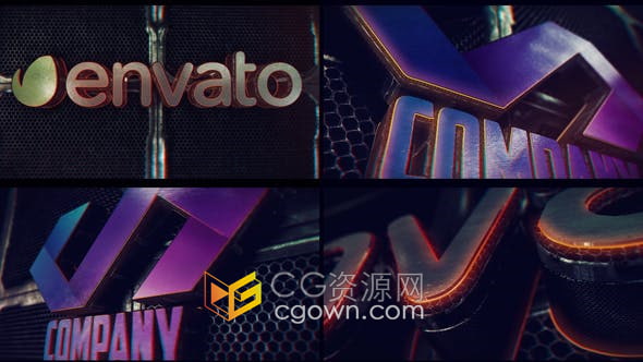 AE模板三维金属质感工业LOGO游戏标志电影预告片