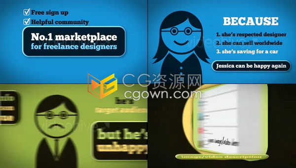 AE模板-可爱人物角色讲解演示APP应用程序网站服务产品推广