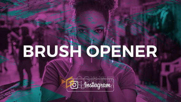 笔刷动画展示照片动画效果介绍视频片头制作工程-AE模板