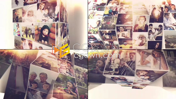 创意立方体三维旋转翻转多屏幕视频相册图像幻灯片-AE模板下载