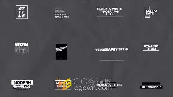 黑白粗体大标题Big Titles文字动画AE模板免费下载