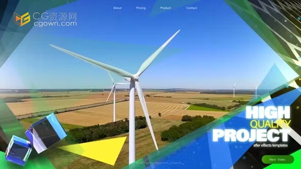 AE模板-现代多彩3D水晶立方体动画人工智能生物技术公司宣传片