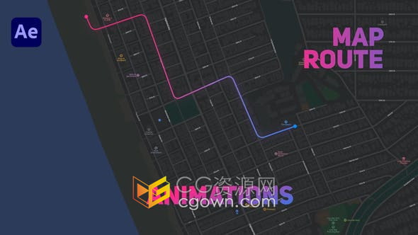 AE模板-5个创意坐标定位地图路线动画制作