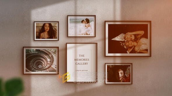 简约墙壁相框照片展示动画幻灯片婚礼生日视频相册-AE模板