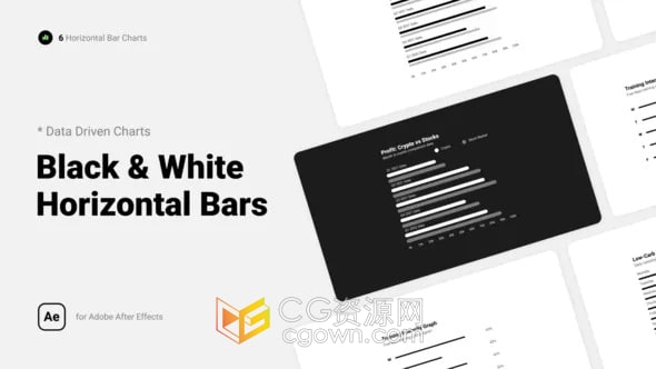 创建企业黑白水平条形图AE信息图表动画模板